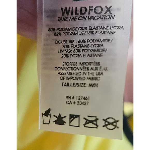 Wildfox Yellow One Piece Bathing Suit with Lightning Bolt, M, NWT✔️ - Picture 5 of 9